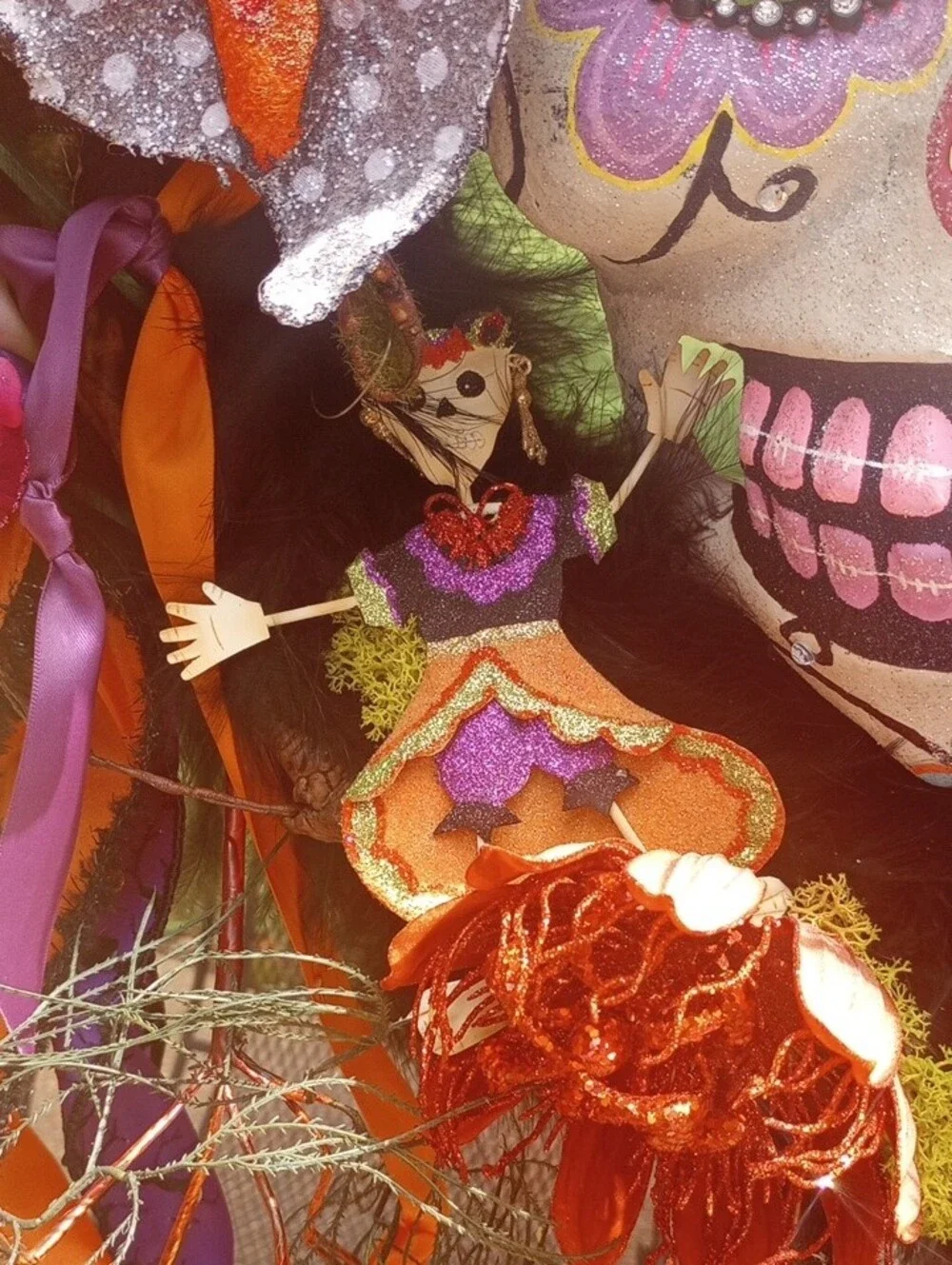 Colorful Skull Halloween Wreath with Skulls & Butterflies